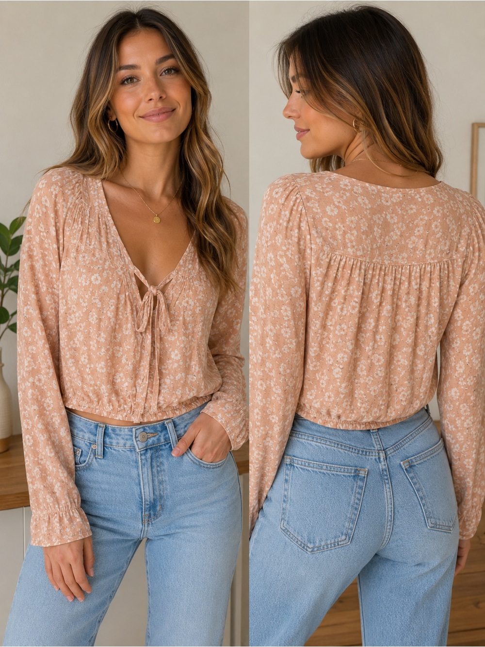🌸 Altar’d State Floral Tie Front Blouse 🌸